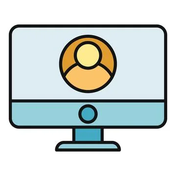 Monitor screen displaying user profile account icon イラスト素材