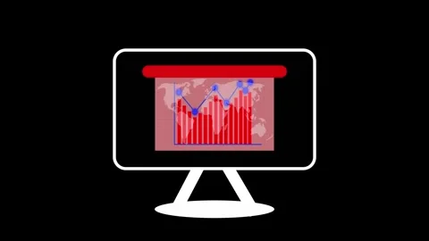 Monitor screen displays a global financial graph. This monitor screen track.. 스톡 동영상 337621604