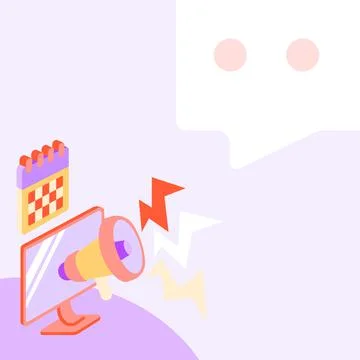 Monitor Screen Drawing With Megaphone Producing Lighting To A Message . Computer Stock Illustration