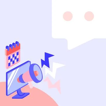 Monitor Screen Drawing With Megaphone Producing Lighting To A Message . Computer Stock Illustration