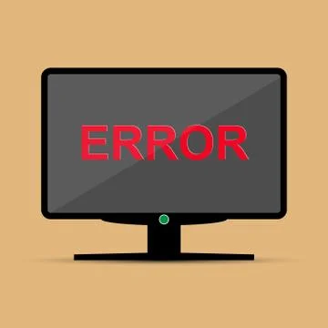 Monitor screen with an Error message. Illustrazione stock