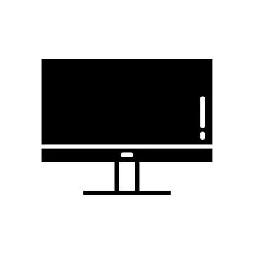 Monitor Screen Fill Icon Symbol Vector. Black Glyph Monitor Screen Icon Stock Illustration