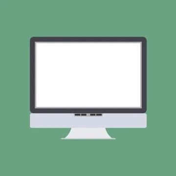 Monitor screen front view display vector icon. Above computer electronic isol Illustrazione stock