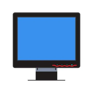 Monitor screen front view display vector icon. Above computer electronic isol Stock Illustration