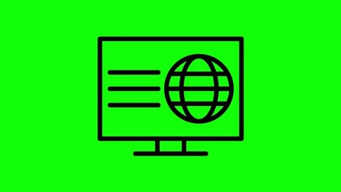 Monitor screen with globe icon and text lines animation on green background Stock Footage 330156645