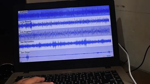 The monitor screen has a Seismology display 스톡 동영상 293228001