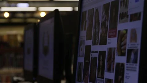 Monitor screen in library Stock Footage 134680943