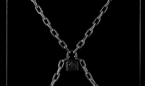 The monitor screen locked with chain Stock Photos
