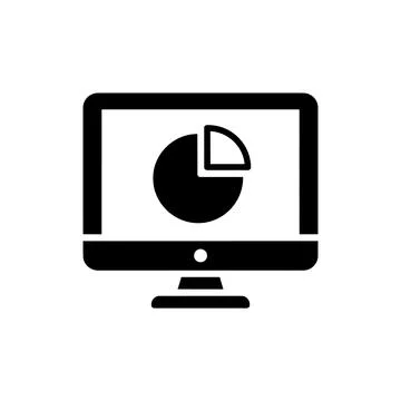 Monitor Screen with Pie Chart Analytics Icon Stock Illustration