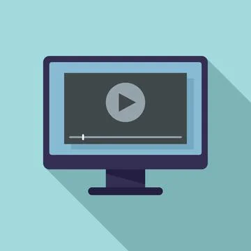 Monitor screen recording icon, flat style Stock Illustration