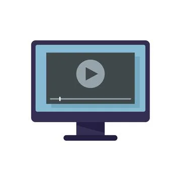 Monitor screen recording icon flat isolated 库存插图
