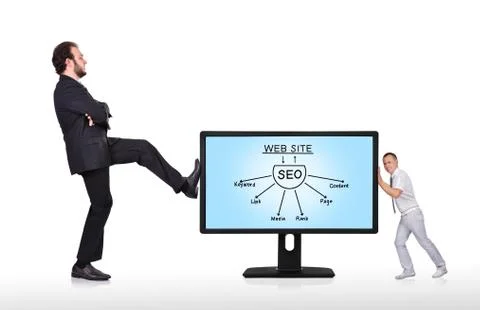 Monitor with seo scheme Stock Photos