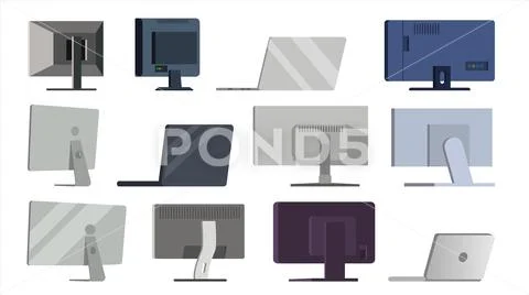 Monitor Set . Different Types Modern Monitors, laptop. Office, Home ...