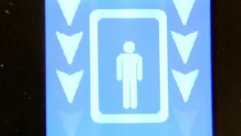 Monitor show number 0, 1 and 2 in elevator. Lift moves up Stock Footage 74460743