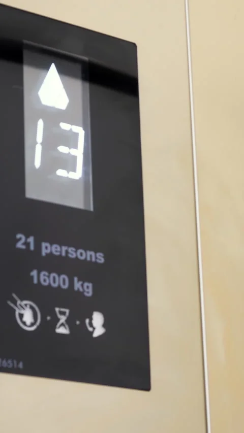 Monitor show number 4 floor in modern, luxury elevator. monitor show number Stock Footage 281497503