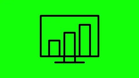 Monitor showing bar chart growth animation with zoom effect on green background Stock Footage 330397540