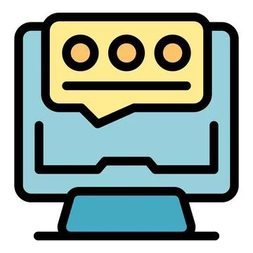 Monitor showing chat message with three dots and horizontal line Stock Illustration