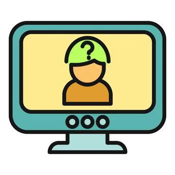 Monitor showing unknown user profile with question mark Illustrazione stock