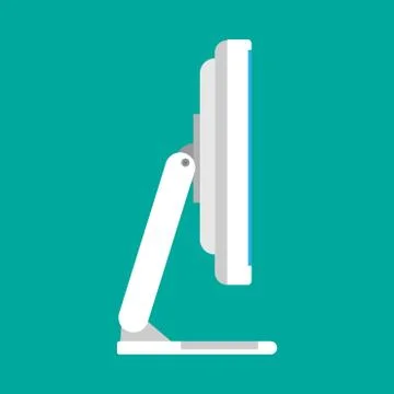 Monitor side view screen computer equipment vector icon. Electronic communica イラスト素材