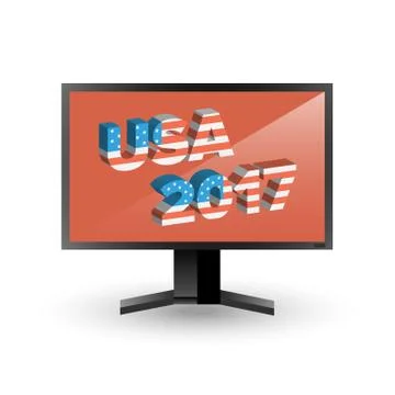 Monitor with sign USA 2017 Stock Illustration