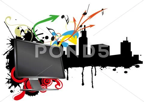 Monitor skyline Stock Illustration