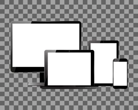 Monitor smartphone laptop tablet set Stock Illustration