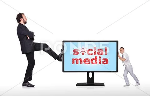 Monitor with social media Stock Photos