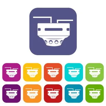 Monitor socket icons set flat Stock Illustration