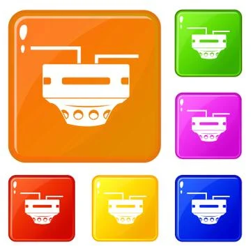 Monitor socket icons set vector color Stock Illustration