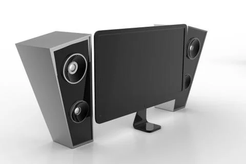 Monitor with speaker Free Stock Illustration