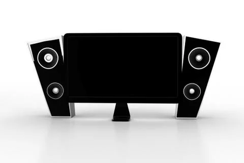 Monitor with speaker Free Stock Illustration