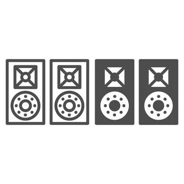Monitor speakers, studio acoustic system line and solid icon, sound design Stock Illustration