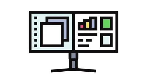 Monitor split screen hybrid work color icon animation Stock Footage 326116807
