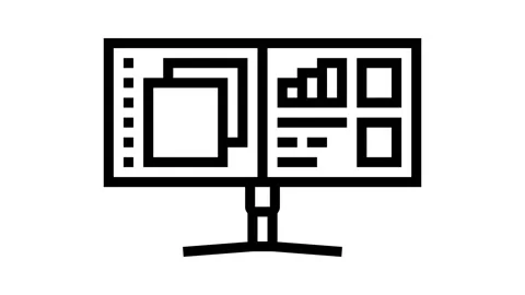 Monitor split screen hybrid work line icon animation Stock Footage 326124118