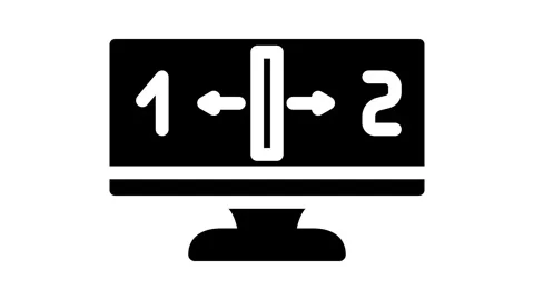 Monitor split screen hybrid work glyph icon animation Stock Footage 326734094