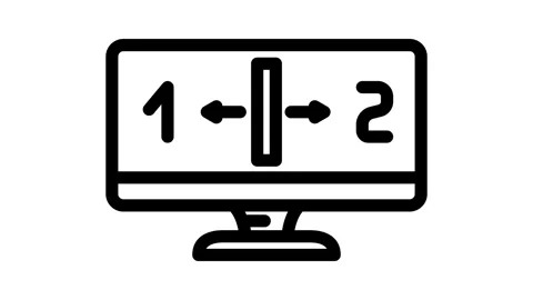 Monitor split screen hybrid work line icon animation Stock Footage 326750624