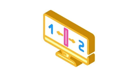 Monitor split screen hybrid work isometric icon animation Stock Footage 327279407