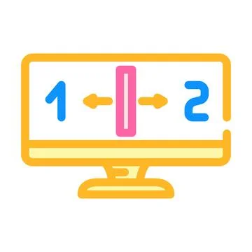 Monitor split screen hybrid work color icon vector illustration Stock Illustration