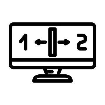 Monitor split screen hybrid work line icon vector illustration Stock Illustration