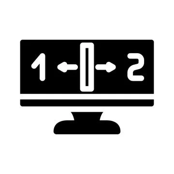 Monitor split screen hybrid work glyph icon vector illustration Stock Illustration