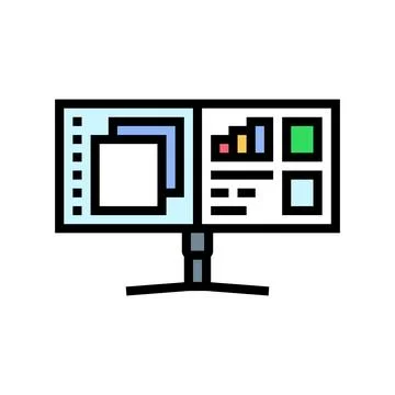 Monitor split screen hybrid work color icon vector illustration Stock Illustration