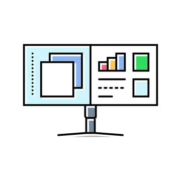 Monitor split screen hybrid work color icon vector illustration Stock Illustration