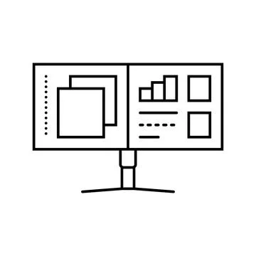Monitor split screen hybrid work line icon vector illustration Stock Illustration
