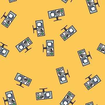 Monitor split screen hybrid work vector seamless pattern Stock Illustration