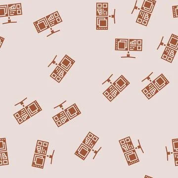 Monitor split screen hybrid work glyph seamless pattern Stock Illustration