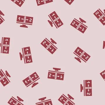 Monitor split screen hybrid work glyph vector seamless pattern Illustrazione stock