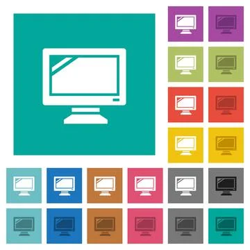 Monitor square flat multi colored icons Stock Illustration