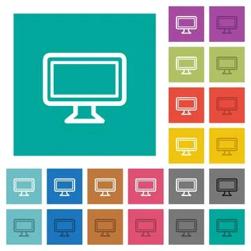 Monitor square flat multi colored icons 库存插图