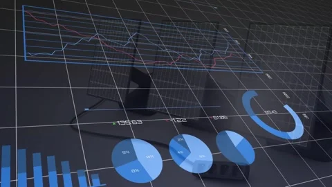 Monitor stand cable staying central while camera tilt causing HUD charts Stock Footage 331169182