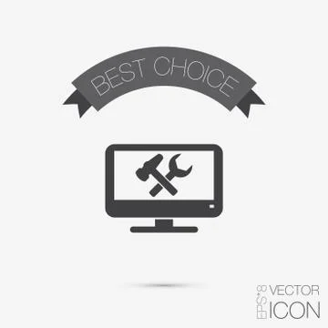 Monitor, symbol settings, icon computer settings Stock Illustration